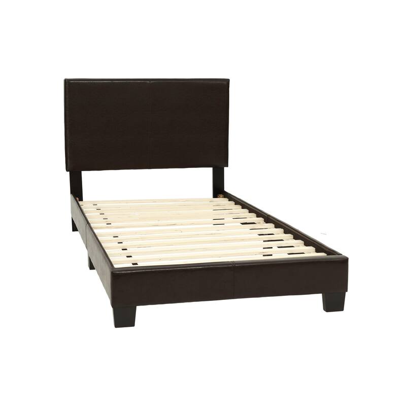 Transitional Style 1pc Twin Size Bed Set Adjustable Headboard Brown Finish