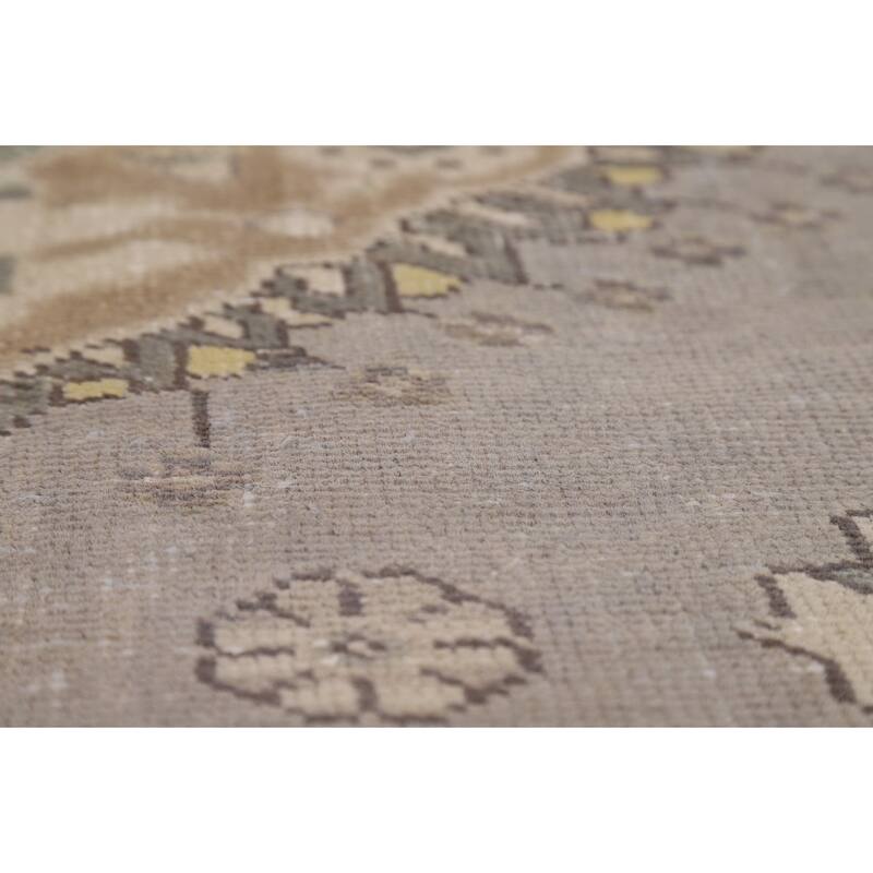 Gray Geometric Tabriz Persian Rug Handmade Wool Carpet - 5'1"x 12'6"