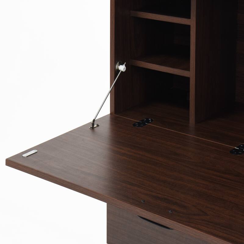 Desk Cabinet with Storage and Fold-up Desktop
