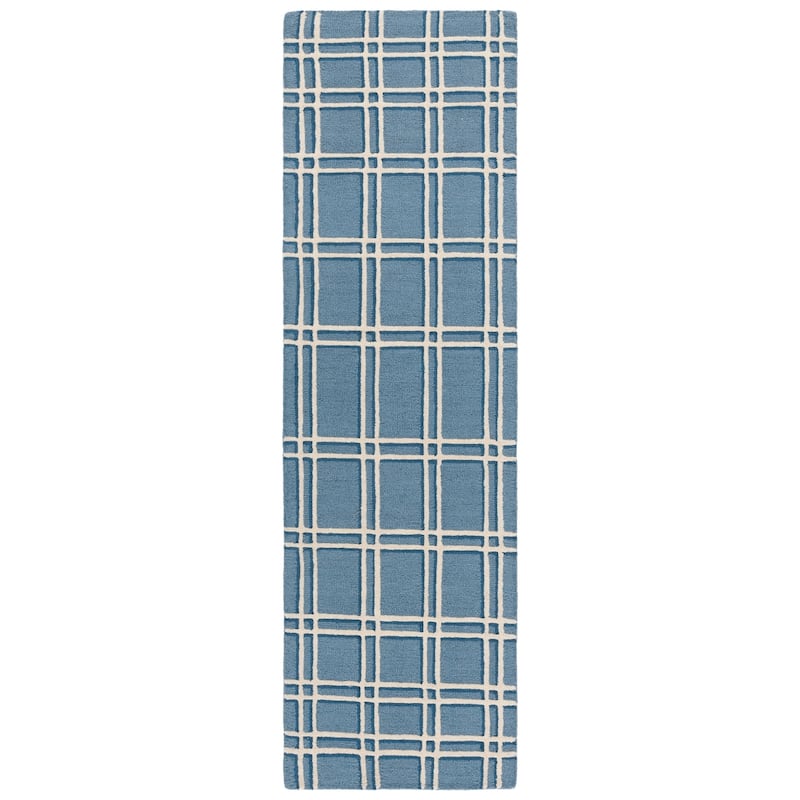SAFAVIEH Handmade Genre Yeliz Geometric Wool Rug - 2'3" x 8' Runner - Blue/Ivory