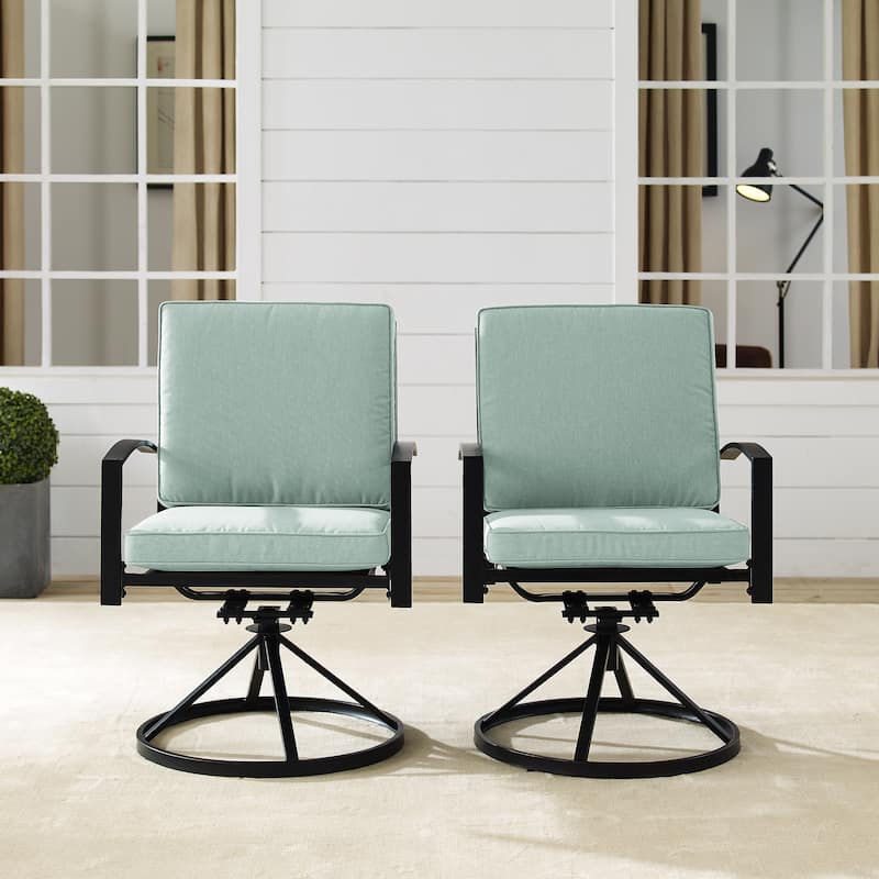 Crosley Kaplan 2Pc Outdoor Dining Swivel Chair Set - 24.75"W x 25"D x 37"H