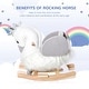 preview thumbnail 3 of 6, Plush Swan Rocking Horse for Toddlers with Sound Feature, Safety Belt, and Wooden Base - Ideal for 18-36 Months