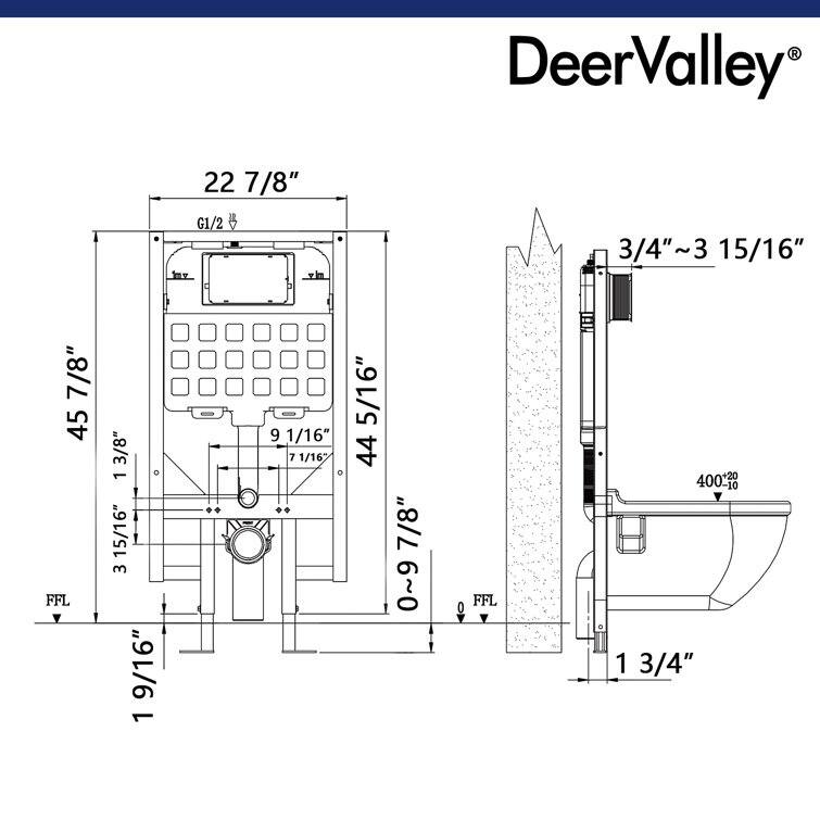 DeerValley 1.6/0.8 GPF Dual Flush Concealed Wall Hung Toilet Tank