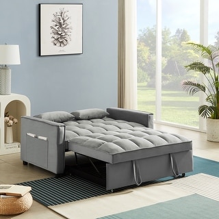 Modern Velvet Convertible Loveseat Sleeper Sofa Couch - Bed Bath ...