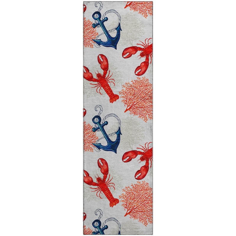 Premium Washable Super Soft Anchor Lobster Coastal Mayfield Rug