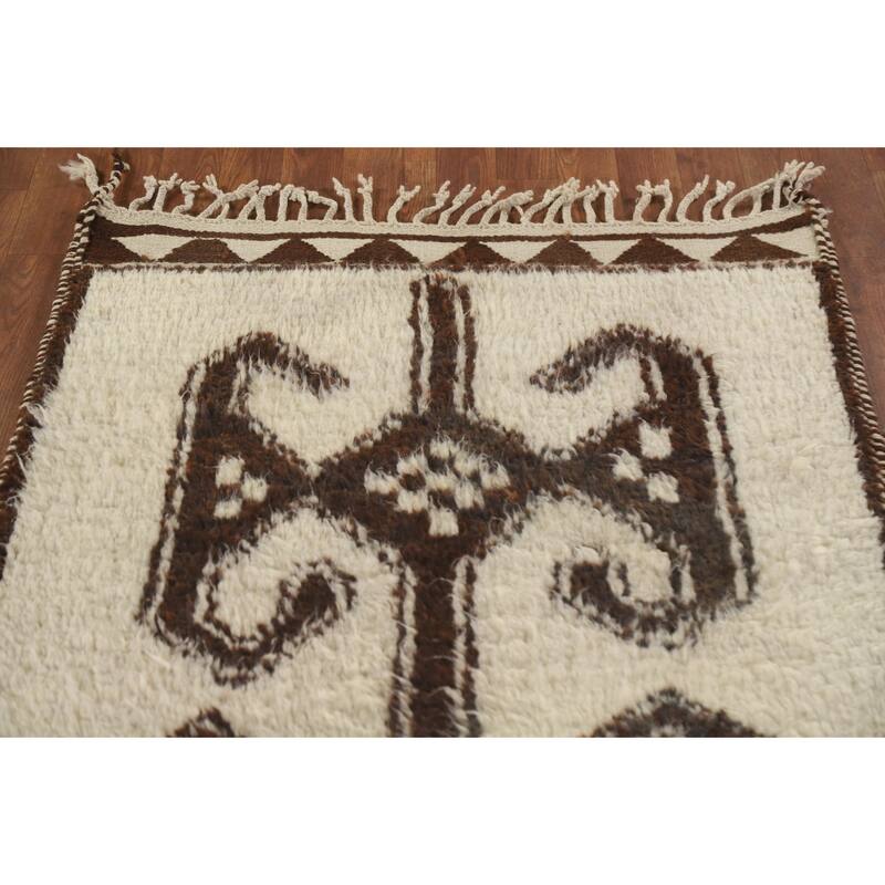Push Anatolian Natural Dye Runner Rug Hand-knotted Wool Carpet - 3'2"x 11'4"
