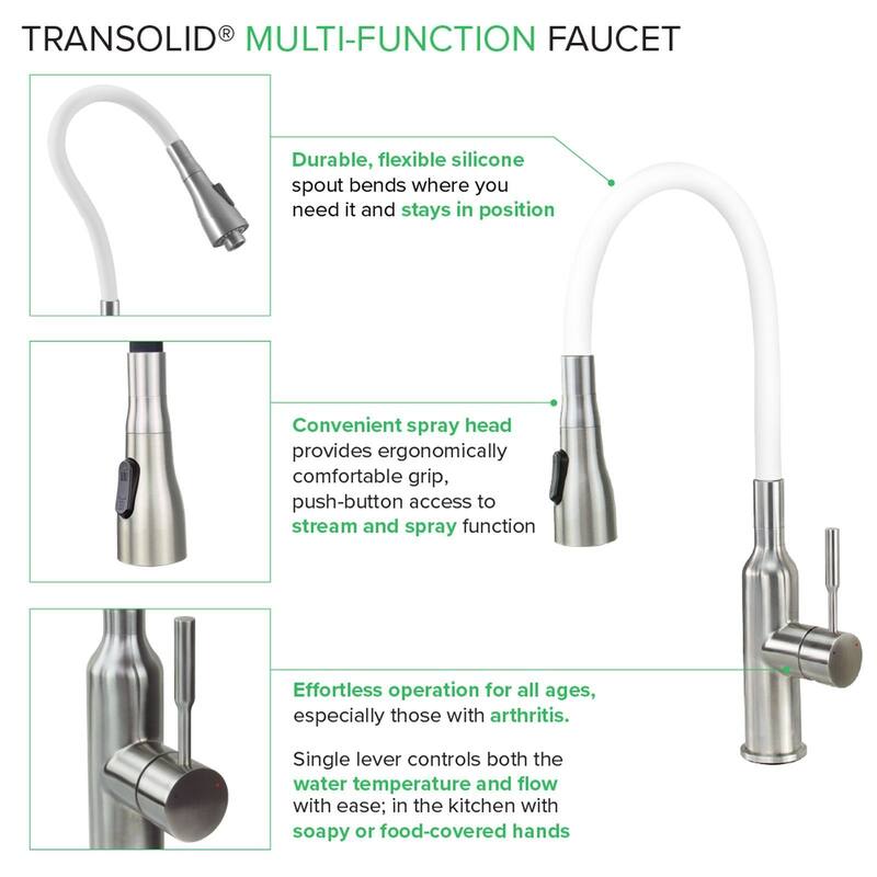 Transolid Kitchen/Laundry Faucet with Dual Spray and Flex Neck - N/A