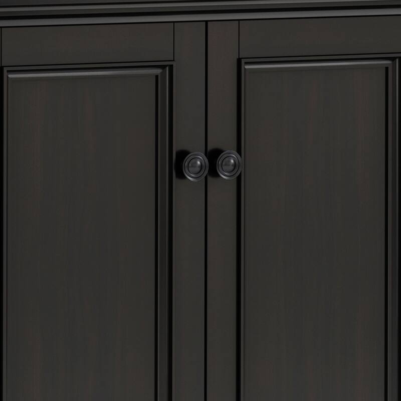 WYNDENHALL Halifax SOLID WOOD 66" Wide Transitional Wide 4Door Storage Cabinet in Hickory Brown - 18"d x 66" w x 34"h
