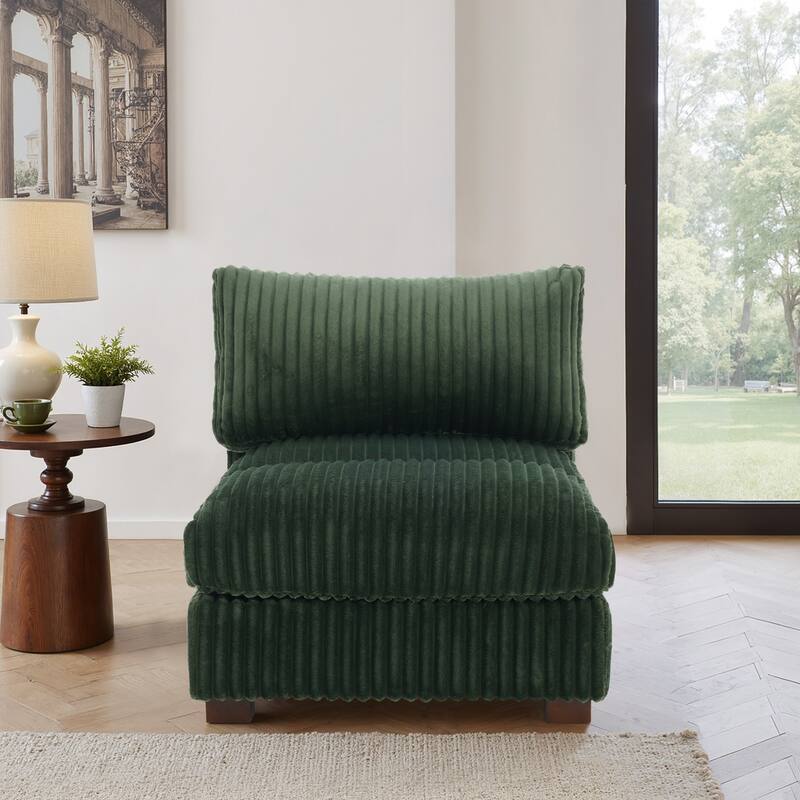 Plush Faux Fur Accent Sofa Chair - Armless chair - Green