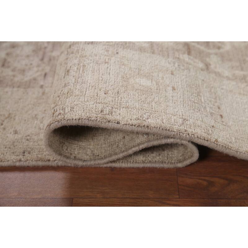 Hand Knotted Oriental 100% Wool Carpet Transitional All-Over Brown Oushak Area Rug - 6' 0'' X 3' 7''