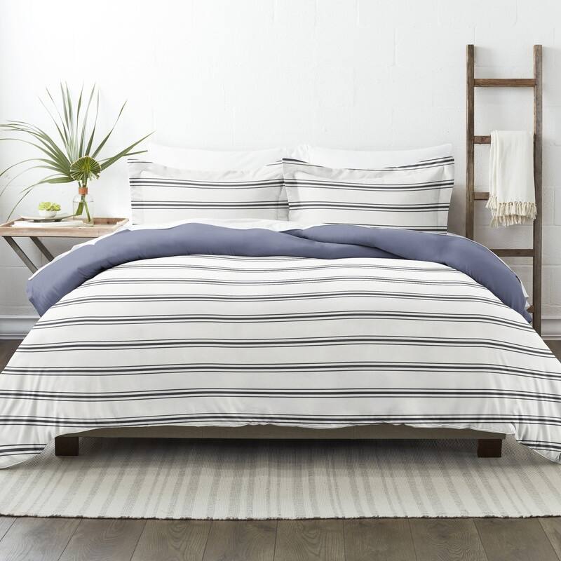 Becky Cameron Desert Stripe 3-Piece Reversible Duvet Cover Set - Navy - King