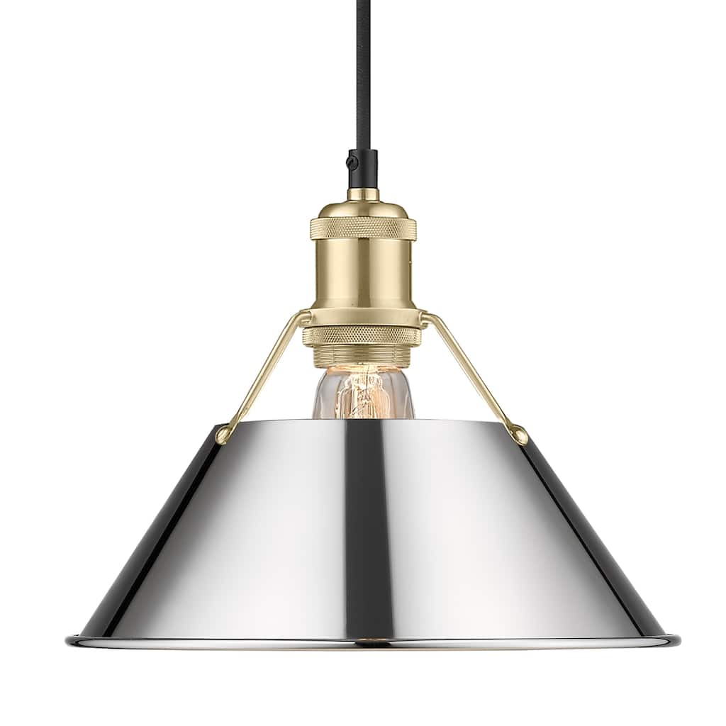 Yep by Golden Lighting Orwell 1-light 10in Pendant in Brushed Champagne Brass and Chrome shade - Gold