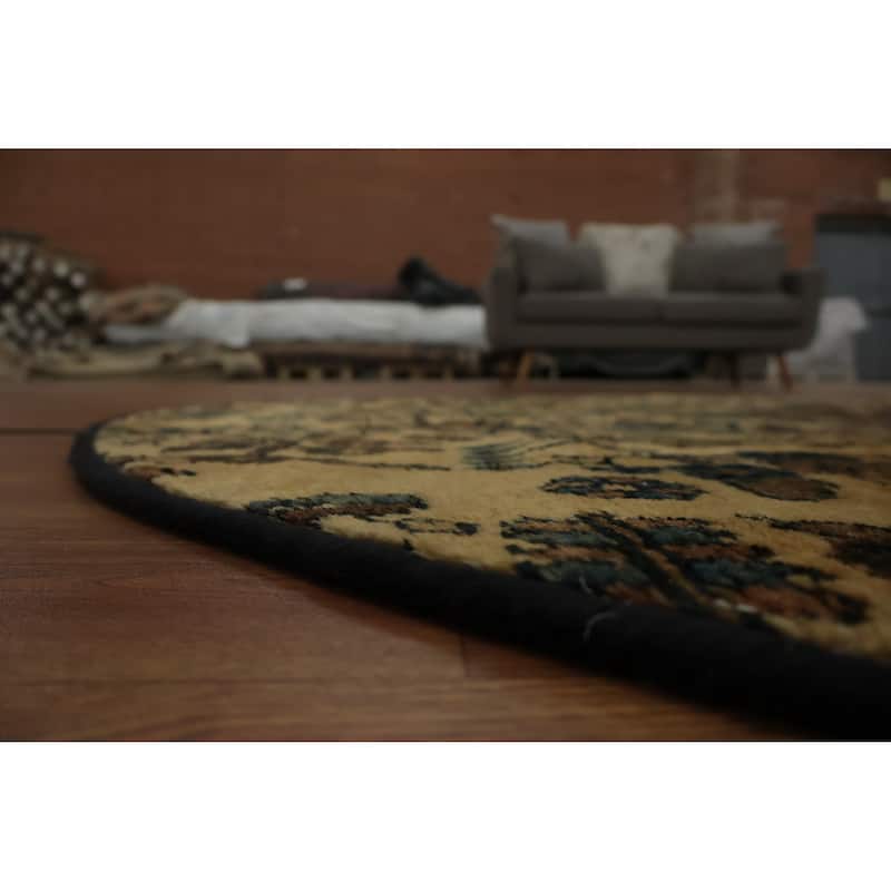 Hand Knotted Oriental 100% Wool Carpet Traditional Floral Beige & Ivories Hamedan Area Rug - 6' 7'' X 6' 6''