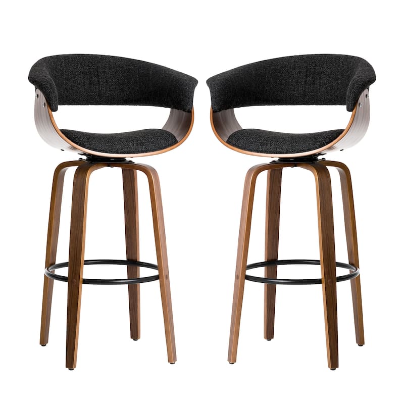 Glitzhome Modern 3-Piece Wooden Swivel Bar Stools & Height Adjustable Pub Table Set