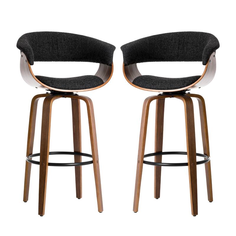 Glitzhome Small Space Set of 3 Swivel High Bar Stool Kitchen Chairs & Square Wood Top Pub Table