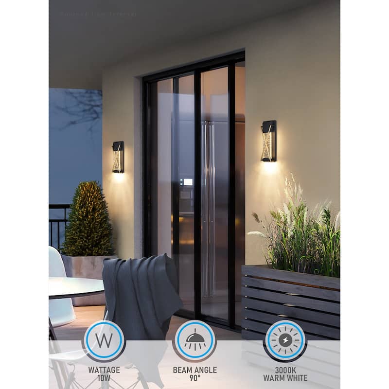 LED Exterior Wall Lights, Bubble Glass, 100-277V, 3000K Warm White - 2pack