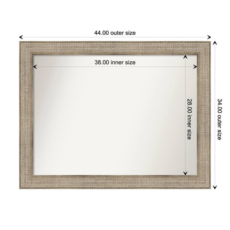 Trellis Silver Framed Non-Beveled Custom Wall Mirror, Bathroom Vanity Mirror - Outer Size: 44 x 34