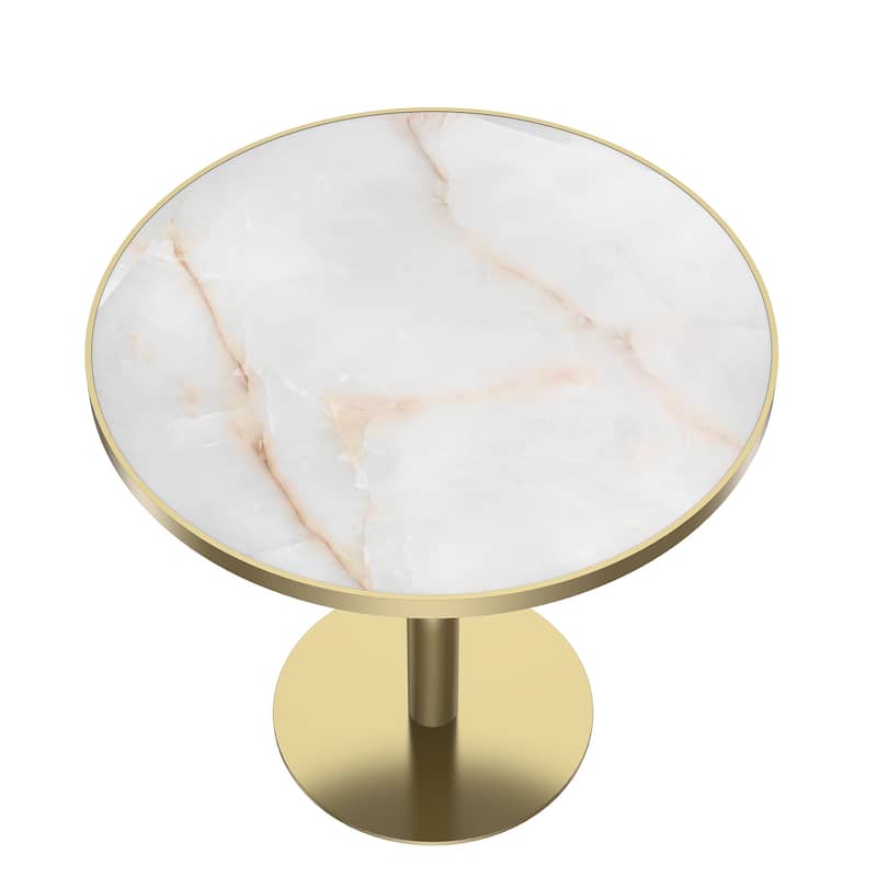 Square Modern Dinning Table 31.5 inches Bistro Table Tulip Table with Faux Marble top, Sturdy Metal Frame Diameter
