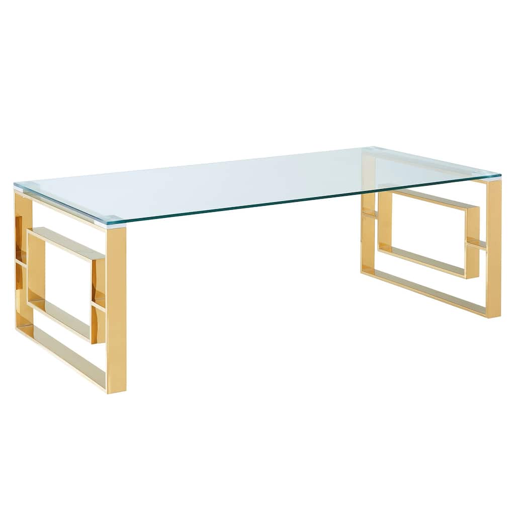 Glass Top Coffee Table - 47.25" - Gold and Clear