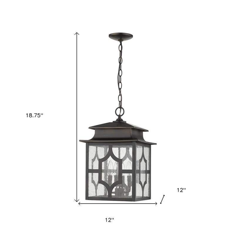 HomeRoots Calvert 4-Light Oil-Rubbed Bronze Hanging Lantern - 12' X '18.75' X '12