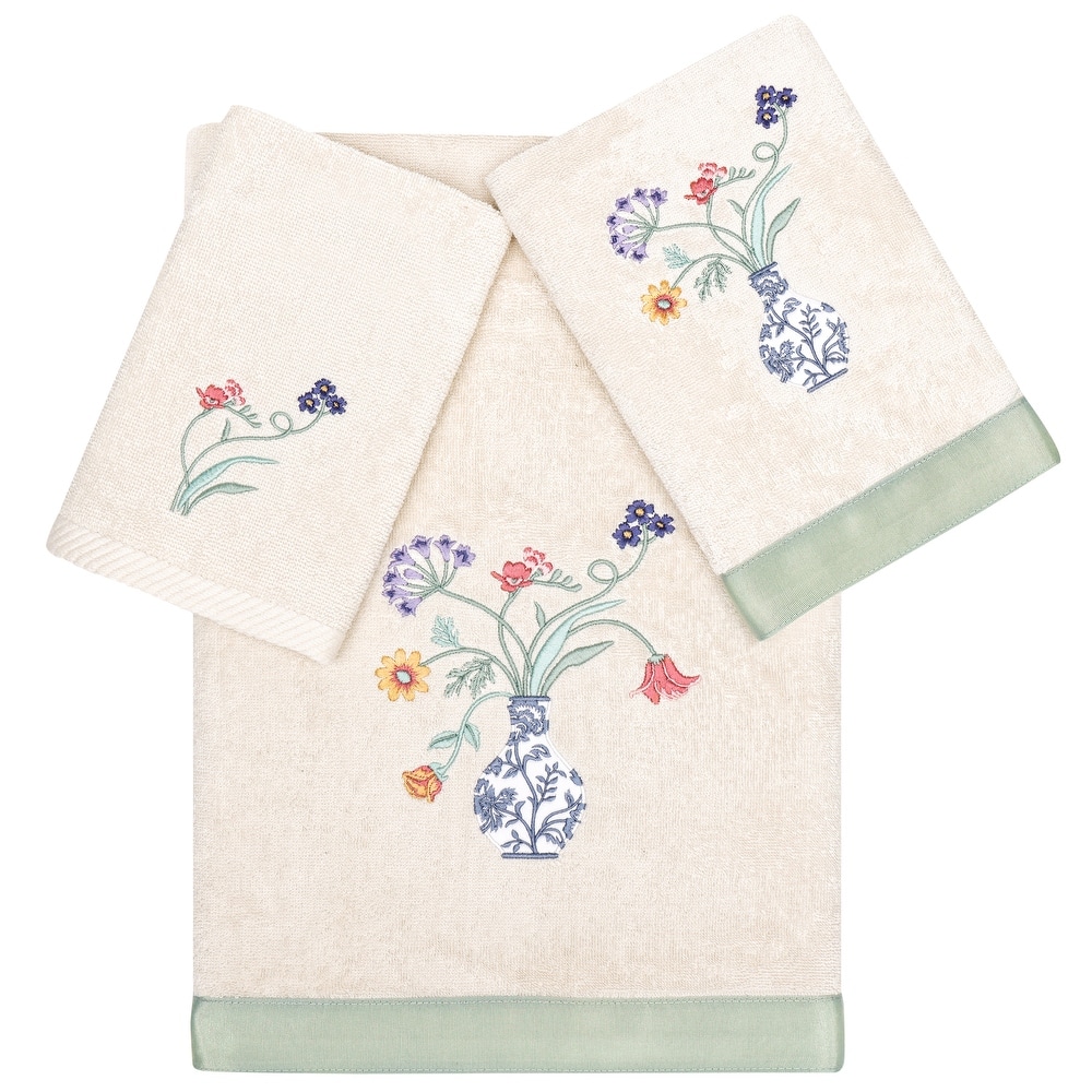 Authentic Hotel and Spa 100% Turkish Cotton Stella 3PC Embellished Towel Set