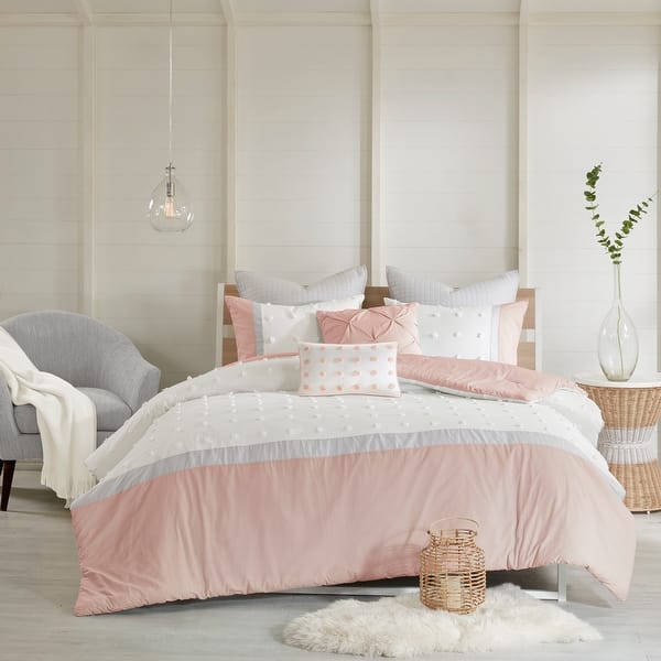 slide 2 of 21, Jojo Cotton Jacquard 7-piece Comforter Set by Urban Habitat Blush - Full - Queen