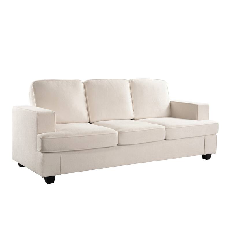 Modern Velvet Sofa, Comfortable 3 Seater Couch With Deep Seating And High-Density Foam, Loose Back Cushions