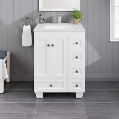 Eviva Acclaim 24"W Bath Vanity with Carrara Quartz Top & Undermount Sink