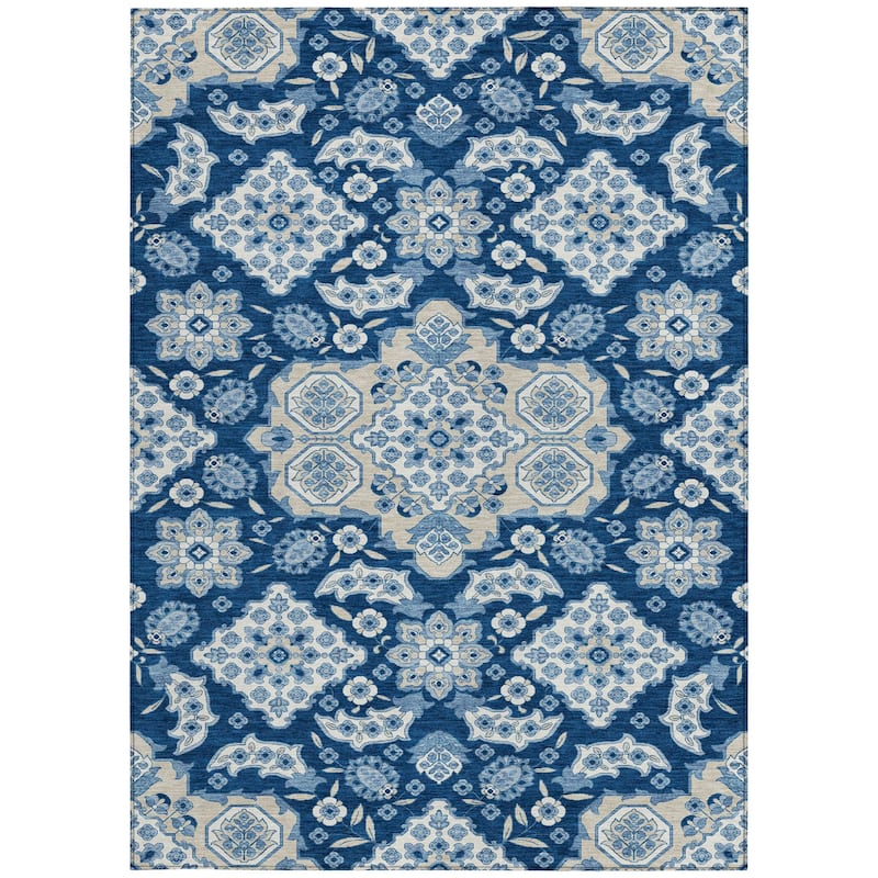 HomeRoots Medallion Traditional Rectangle Outdoor Rug