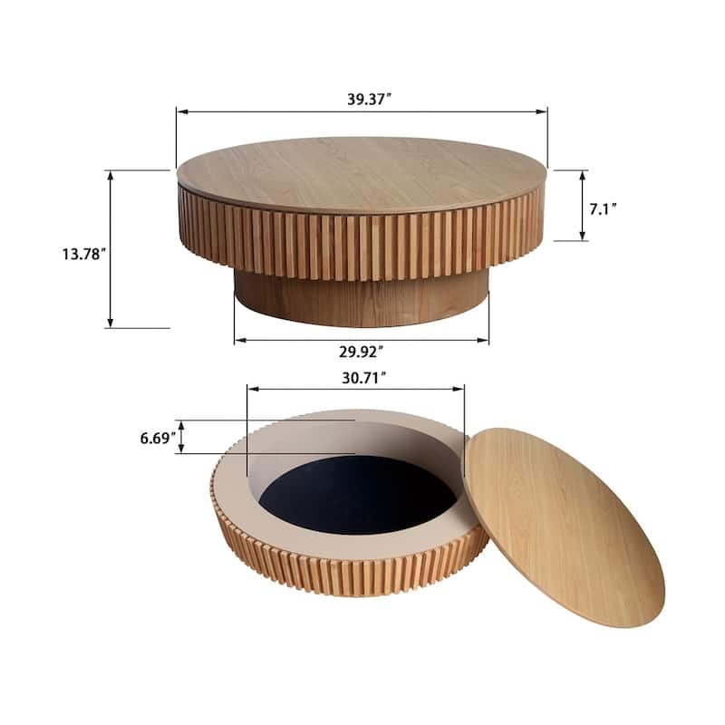 Storage Modern Coffee Table 39.37'' Round Tea Coffee Table