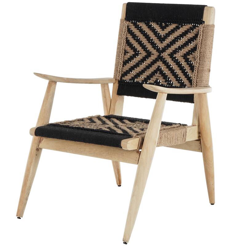 Black or White Jute Rope Handmade Living Room Accent Chair with Brown Mango Wood Frame