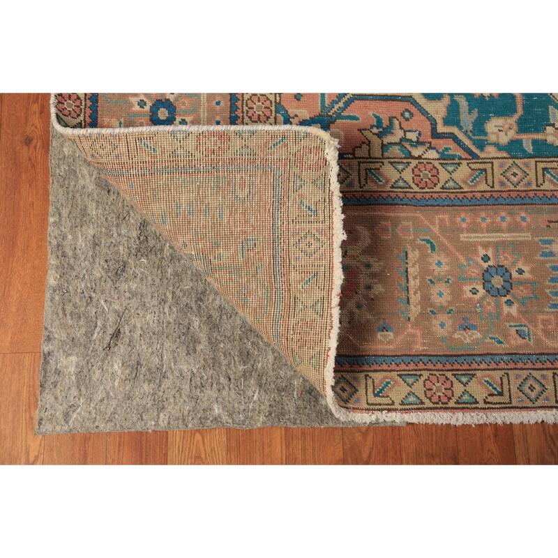 Pink Geometric Tabriz Persian Area Rug Hand-Knotted Wool Carpet - 9'7"x 12'7"