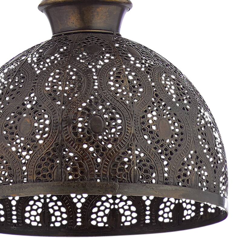 Sigrid River of Goods Antique Bronze Metal Bowl-Shade Pendant Lamp - 11" x 11" x 11.25/70.25"