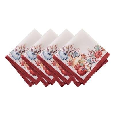 Botanical Harvest Pumpkin Engineered Napkins, Set of 4 - 17x17