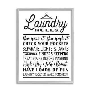 Laundry Rules with Hanger Typography Framed Wall Art - Overstock - 34531367