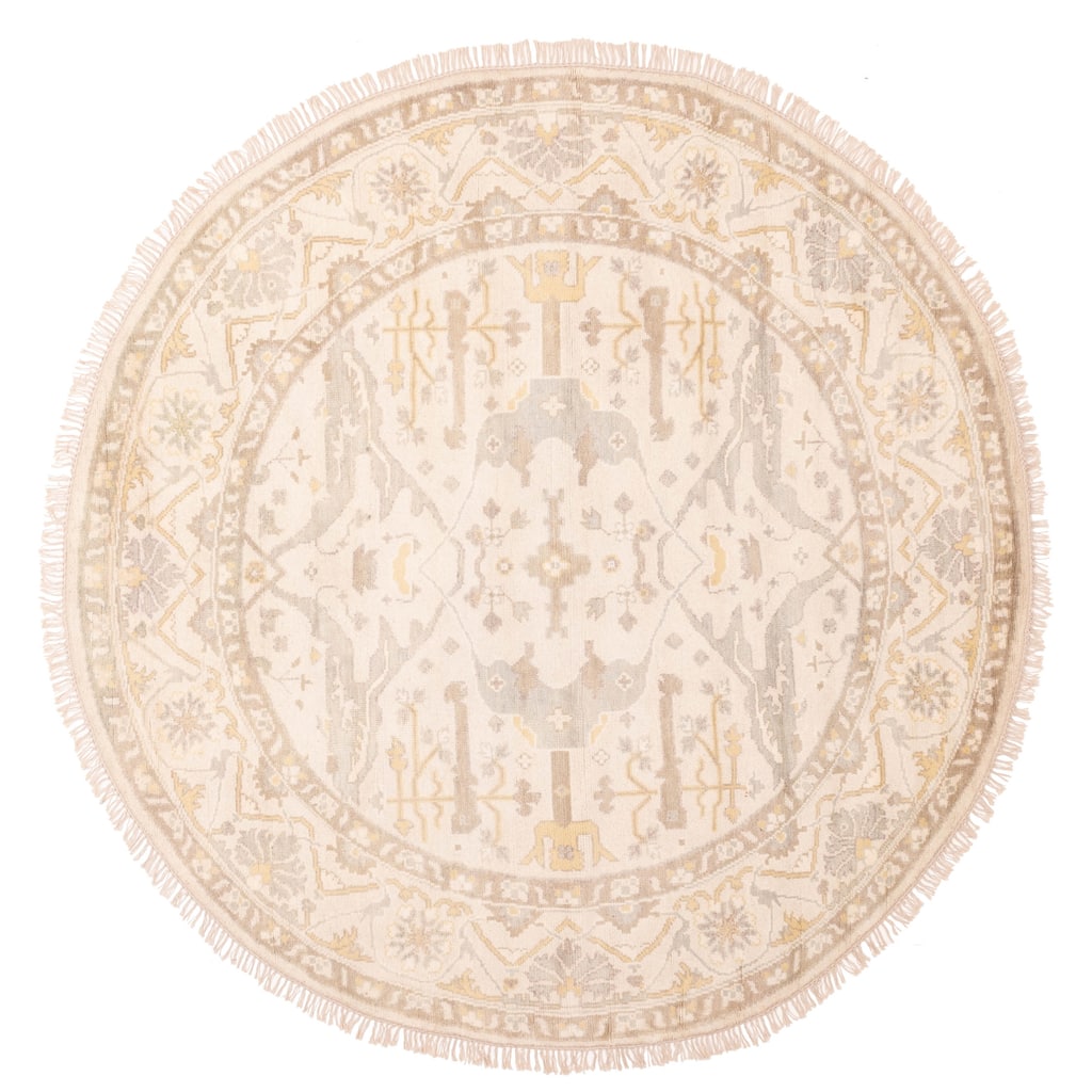 ECARPETGALLERY Hand-knotted Royal Oushak Cream Wool Rug - 8'0 x 7'11