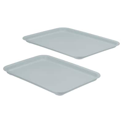 12x9" Fast Food Tray, 2 Pack Plastic Reusable Serving Tray Light Blue - Light Blue