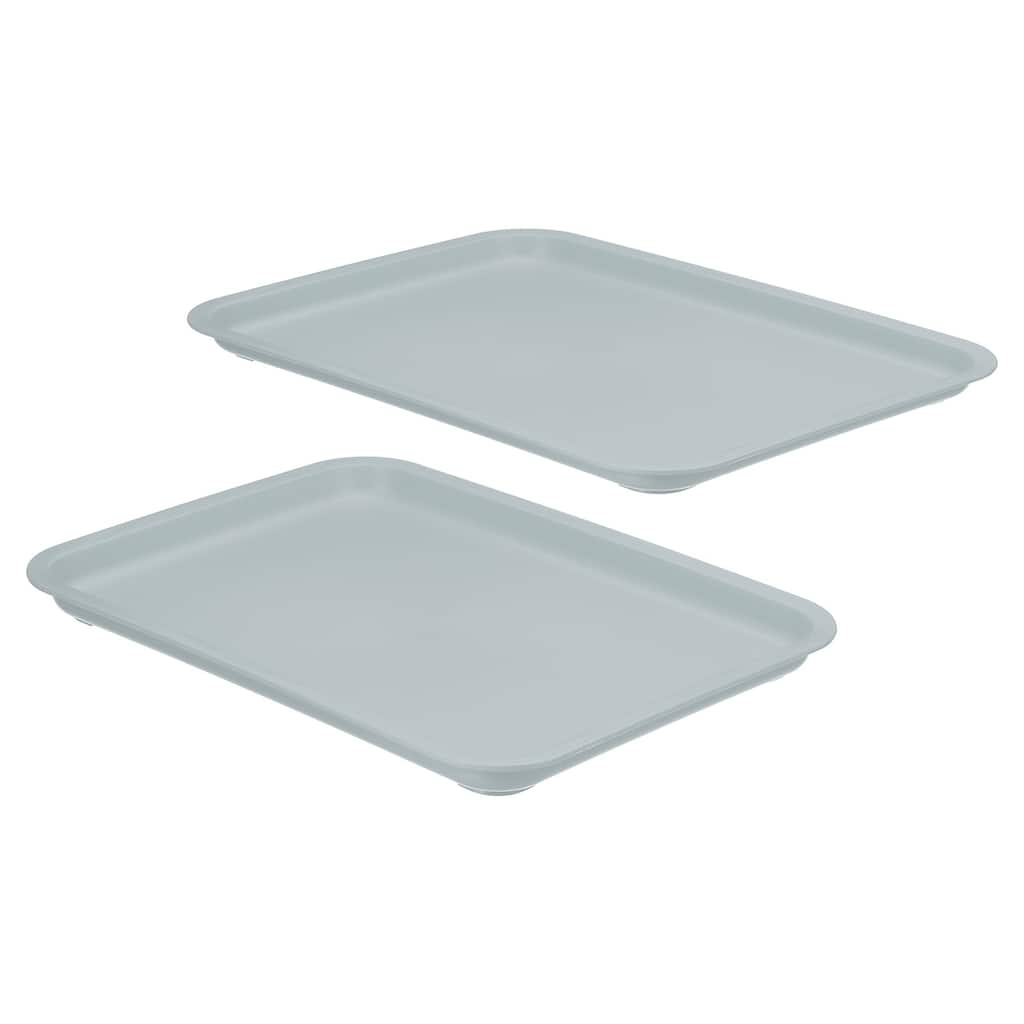 12x9" Fast Food Tray, 2 Pack Plastic Reusable Serving Tray Light Blue - Light Blue