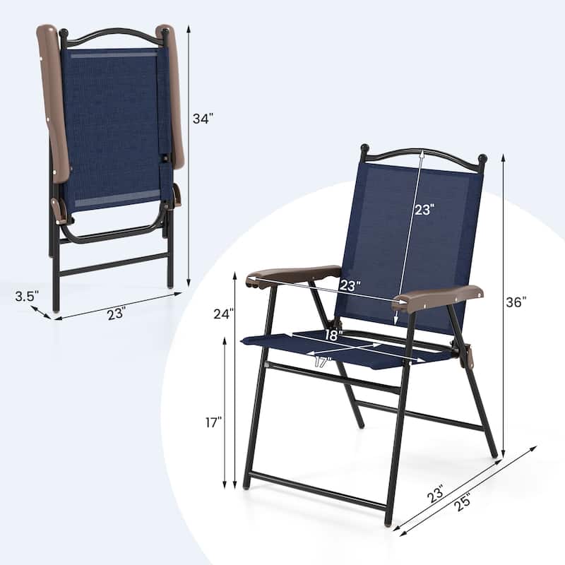 Gymax Patio Folding Chairs Set of 2 Outdoor Dining Chairs w/ Ergonomic