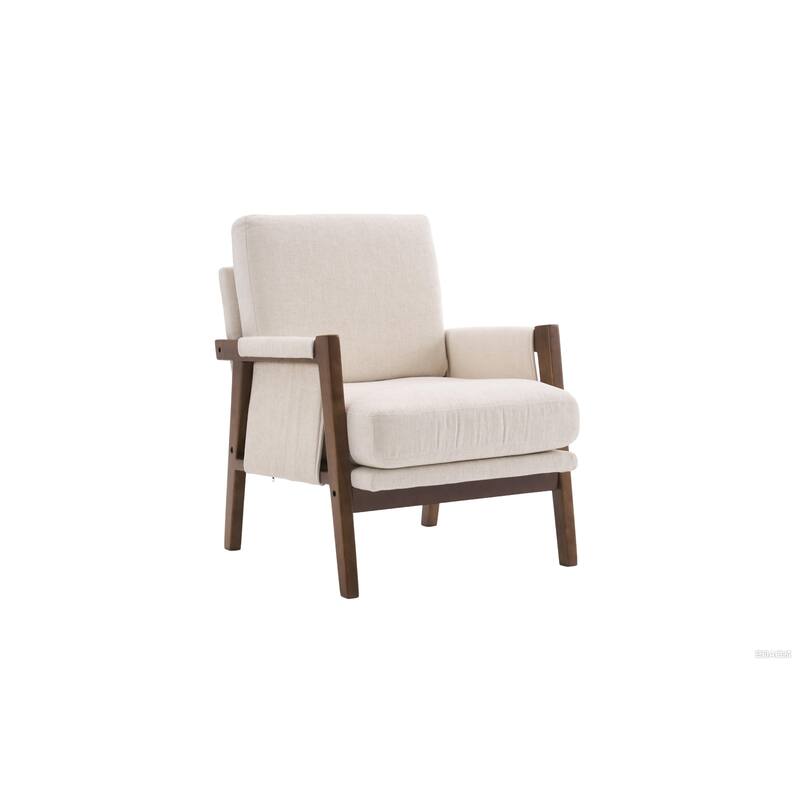Mid-Century Modern Accent Chairs ,Modern Accent Chair,Chair with Soft Waist Cushion,Ergonomic Lounge Chairs - Beige