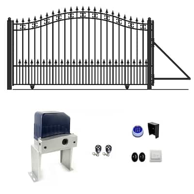 ALEKO Steel Single Sliding 18' Driveway Gate St. Louis Style with Gate Opener