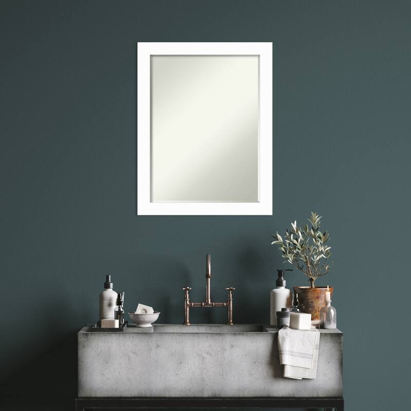 Basic Narrow Half-Inch-Bevel Wood Framed Bathroom Vanity Wall Mirror - Glass Size 18x24