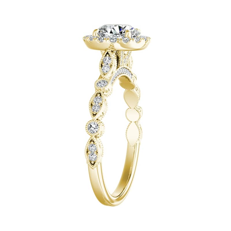 Auriya 14k Gold Vintage 2ct Moissanite Halo Diamond Engagement Ring 1/3ctw