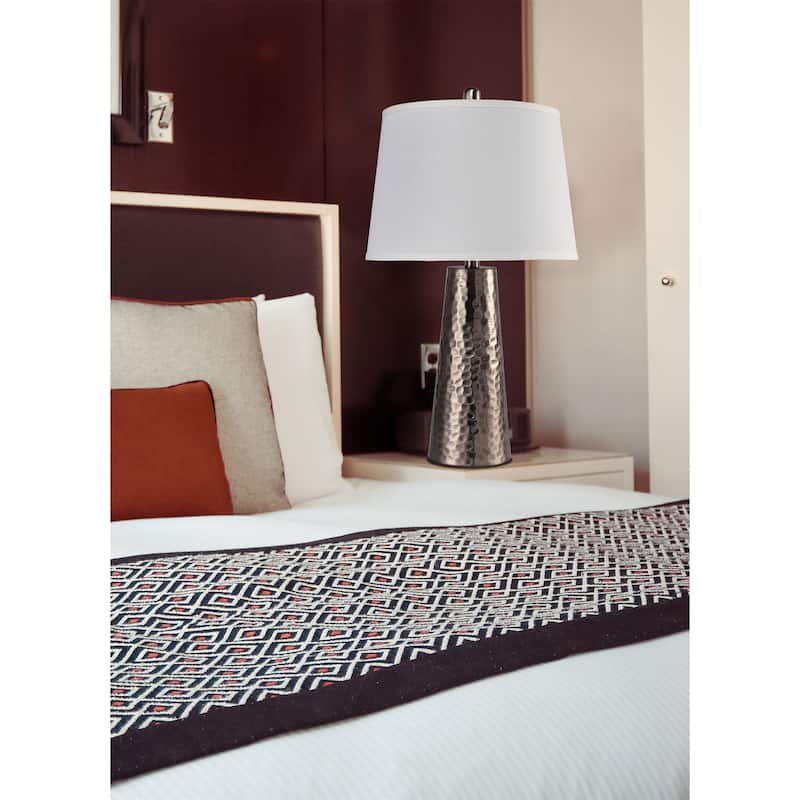 25"H Silver leaf Hammered Table Lamp