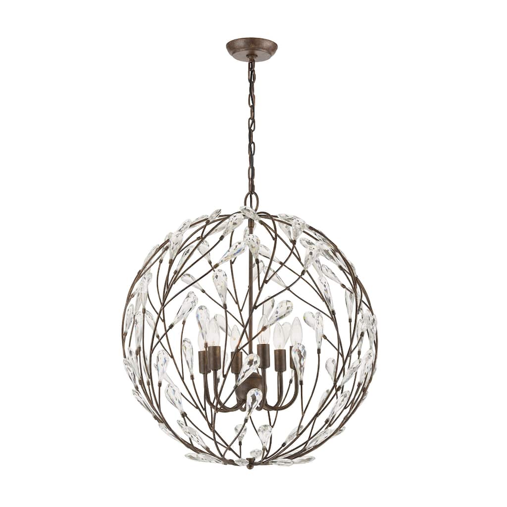Crislett 25-inch Wide 6-Light Chandelier in Sunglow Bronze