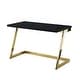 preview thumbnail 6 of 35, Alohia High Gloss Lacquer Finish Writing Desk Stainless Steel Base Black Gold
