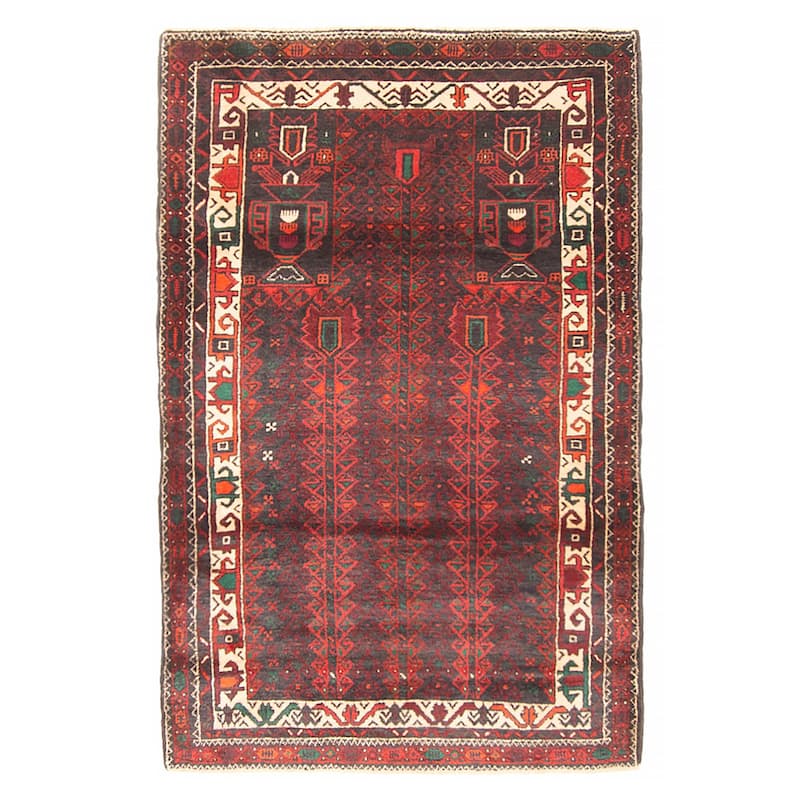 Teimani Red Rug 3'0" x 4'9" - 3'0 x 4'9 - Red - 3'0 x 4'9