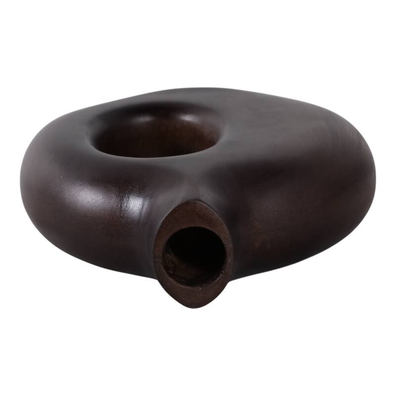 Mango Wood Modern Vase with Round Cutout Silhouette Minimalist Design
