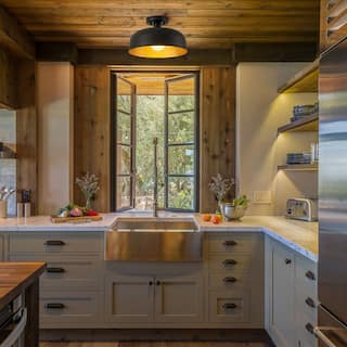 1-Light Black Industrial Hammered Shade Flush Mount Ceiling Light