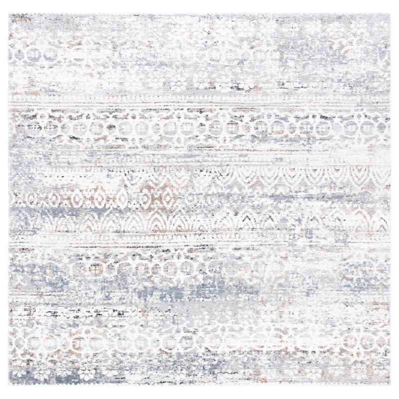 SAFAVIEH Amelia Petty Distressed Rug - 6'7" Square - Grey/Gold